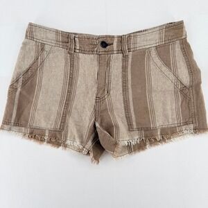 Free People Linen Blend Striped Frayed Hem Shorts Size 4 Boho